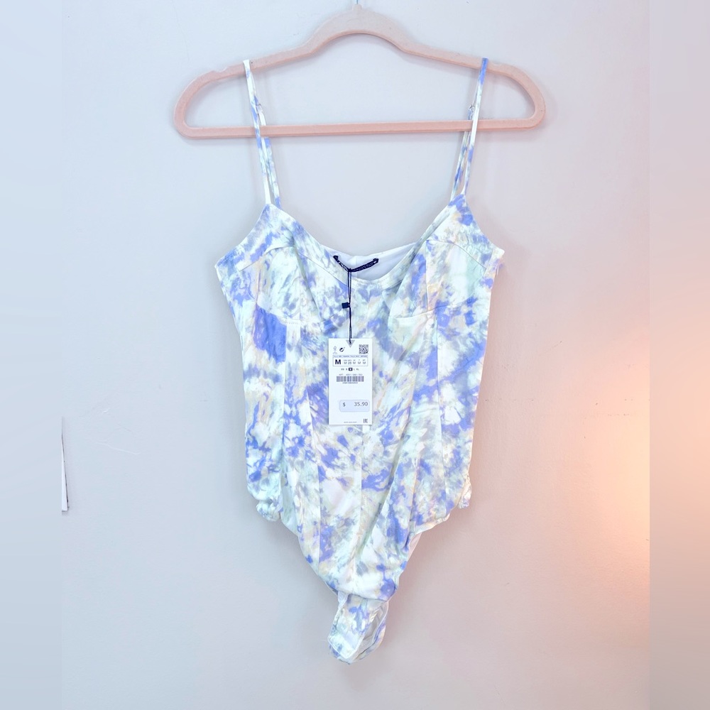 Zara tie-dye silk bodysuit NWT